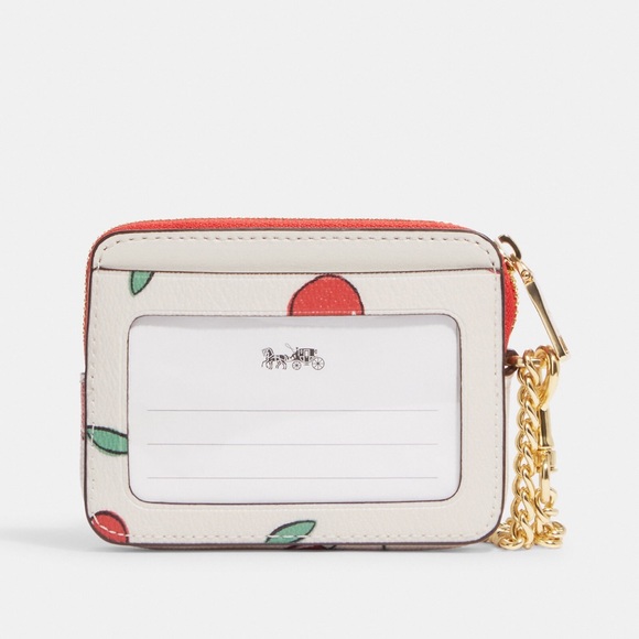 Zip Card Case With Heart Cherry Print - Picture 2 of 6